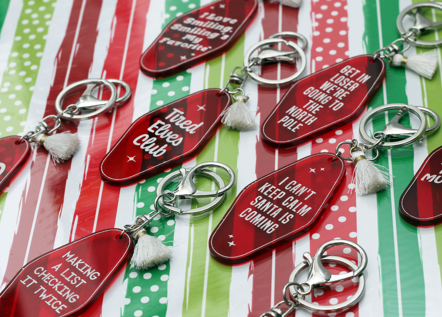 Holiday Themed Vintage Style Acrylic Keychain